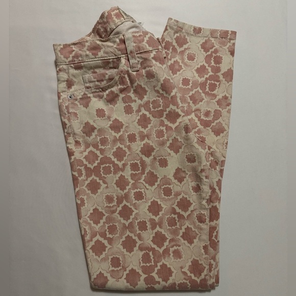 Current/Elliott Pink and Cream Medallion Patterned Skinny Jeans Size 27 - Picture 2 of 5